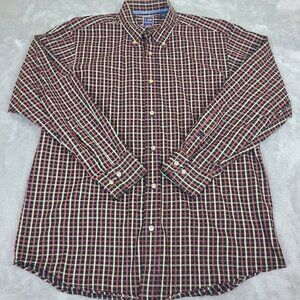 T‎ Harris London Shirt Mens Size Large Plaid Long Sleeve Button Up Lightweight